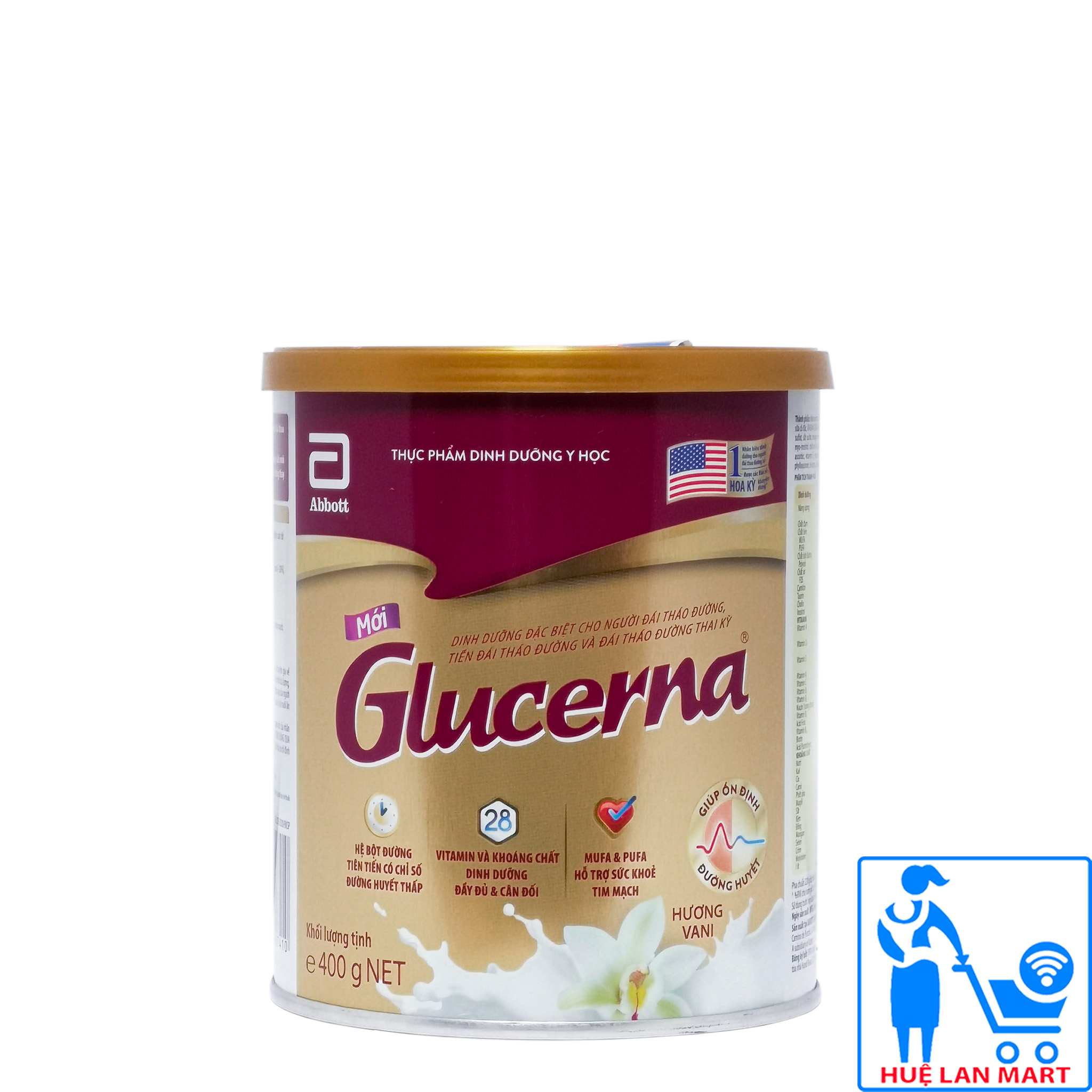 Sữa Bột Abbott Glucerna Hương Vani Hộp 400g (Dinh dưỡng đặc biệt cho người đái tháo đường, tiền đái tháo đường và đái tháo đường thai kỳ)