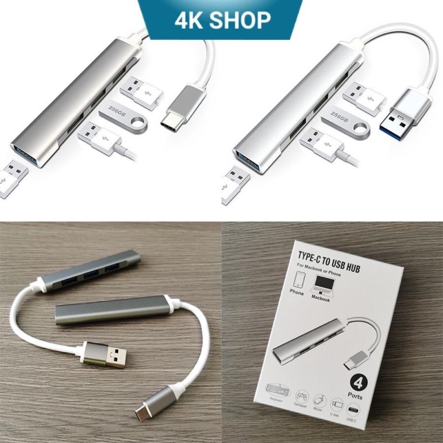 [Mã ELHA9 giảm 15% đơn 50K] Cáp chuyển tin hiệu Type C sang 4 cổng Usb 3.0 - Hup chia cổng type C
