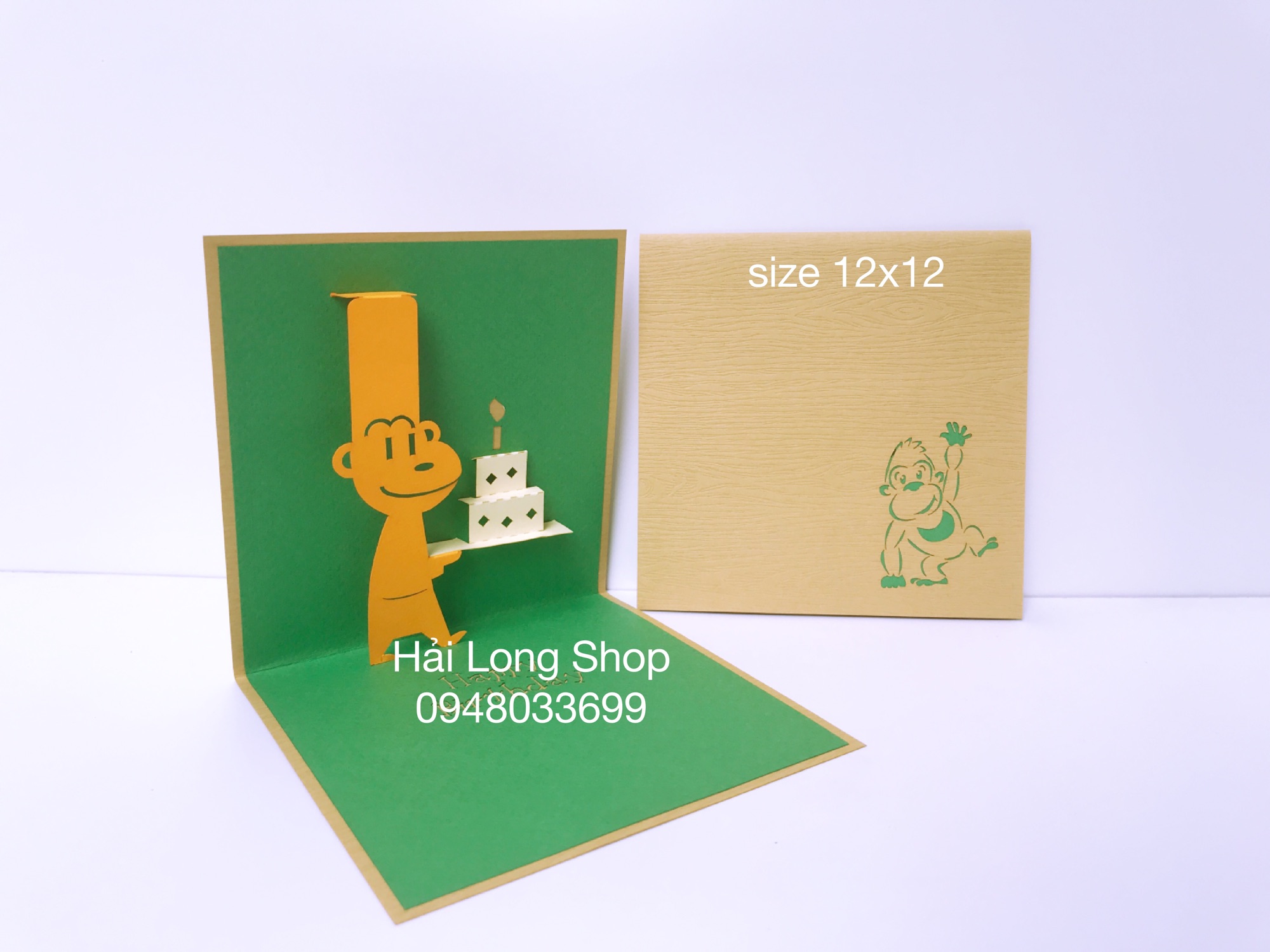 Con khỉ 1 - monkey - birthday - sinh nhật - thiệp 3d
