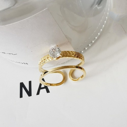 Nhẫn Nữ 2 Lớp Đính Đá Titan Ko Đen TT 3569