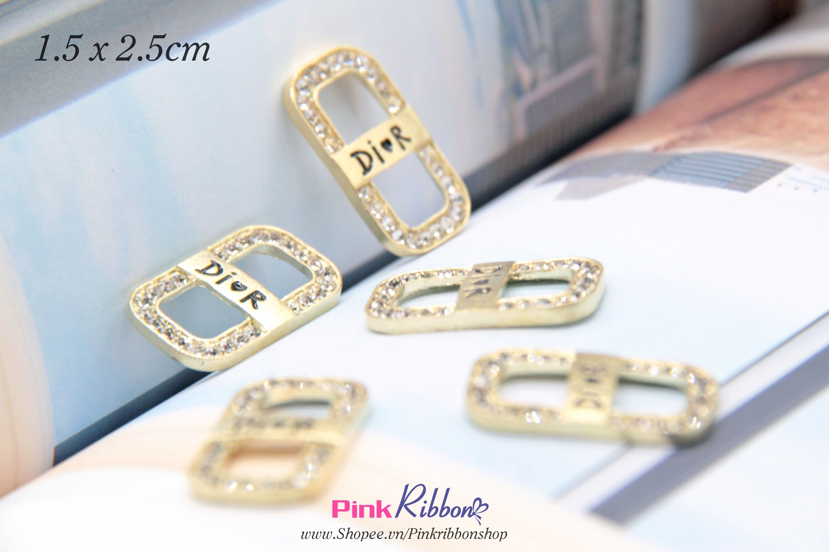 SET 2C - Charm Luồn viền đá nhí chữ DI0R