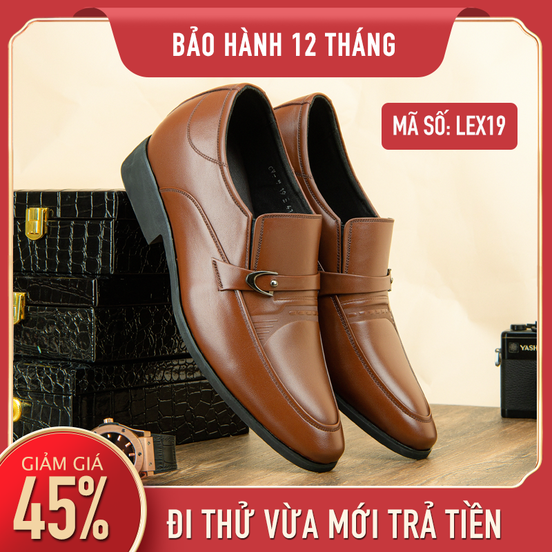 GIÀY LƯỜI DA BÒ NAM- LEX19 TĂNG CHIỀU CAO 6CM