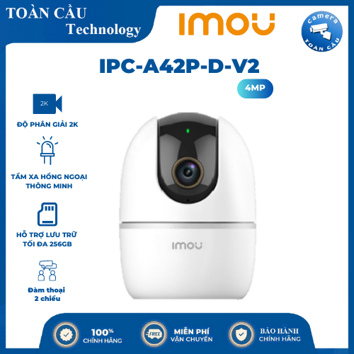 Camera wifi 4mp imou ipc-a42p-d-v2 - phát hiện người lạ bằng ai, quay quét 360 độ, đàm thoại 2 chiều - camera toàn cầu