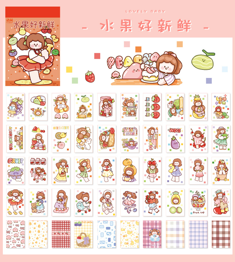 Sticker cuốn 50 miếng dán - Cô Gái Nhỏ - Tập nhãn dán trang trí sổ tay ...