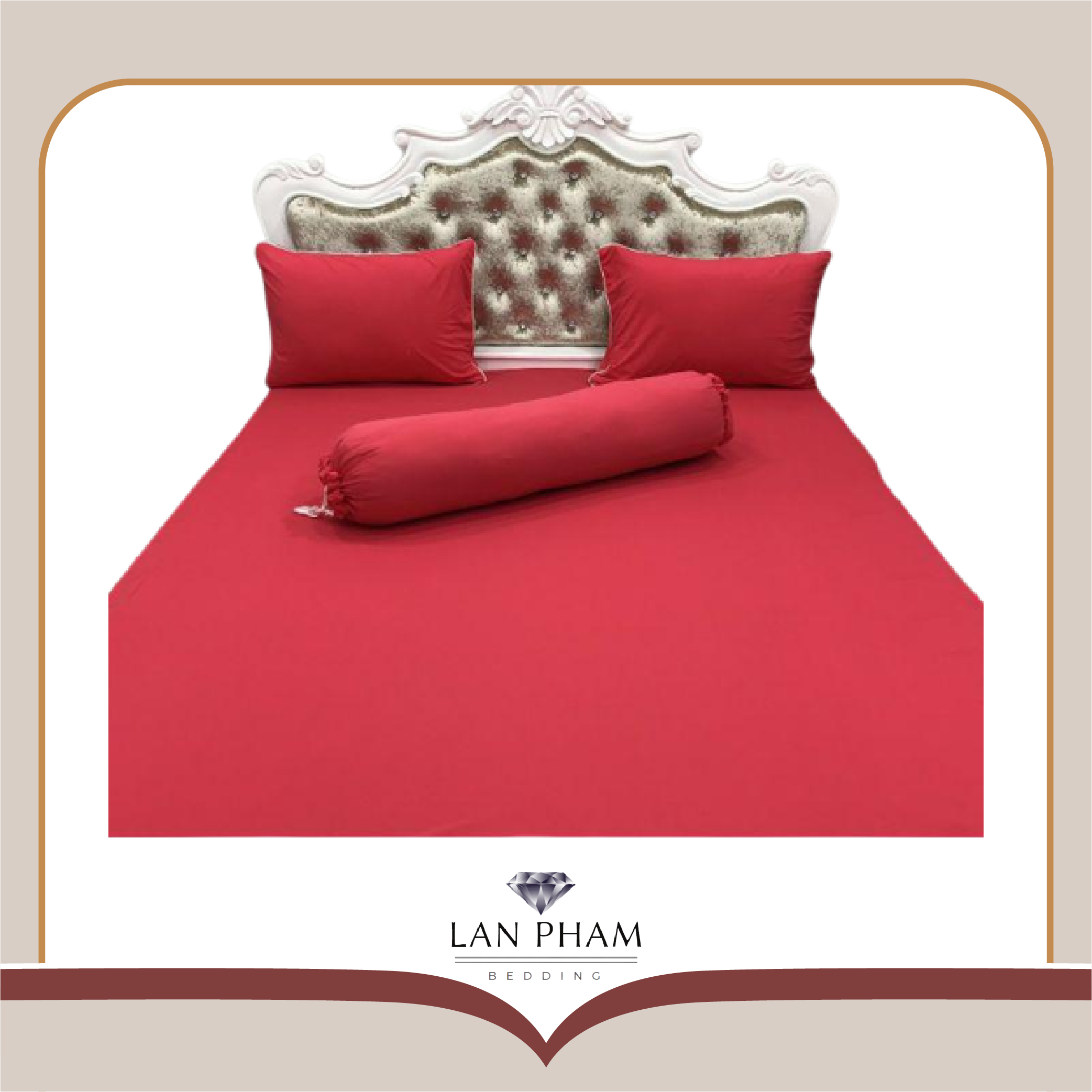 Ga - Drap Giường Lẻ Thun Mát Lạnh Lan Pham Bedding - Màu Đỏ Đô