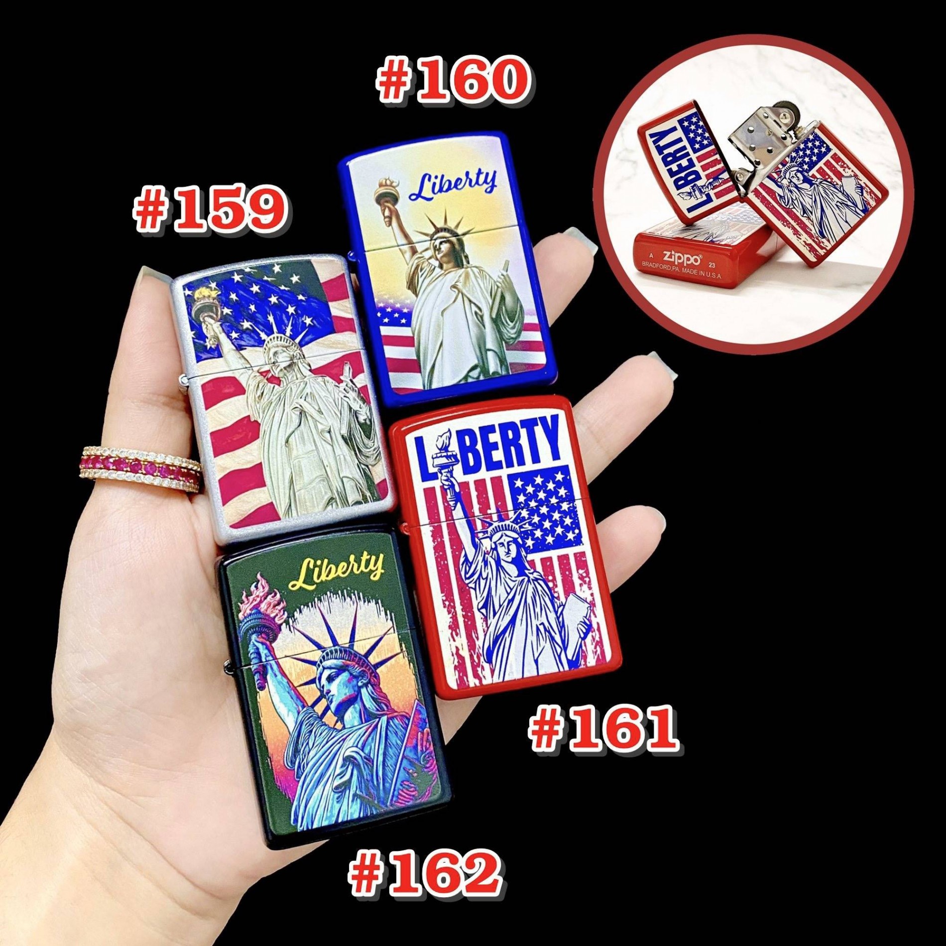 BẬT LỬA ZIPPO SƠN TĨNH ĐIỆN 2 MẶT HÌNH NỮ THẦN TỰ DO (CÓ MỘC ĐÁY) #159