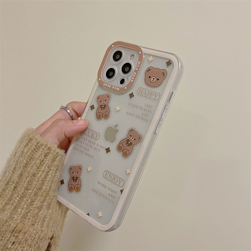 Ốp Lưng Silicon Chống Sốc Viền Nổi Milk Bear