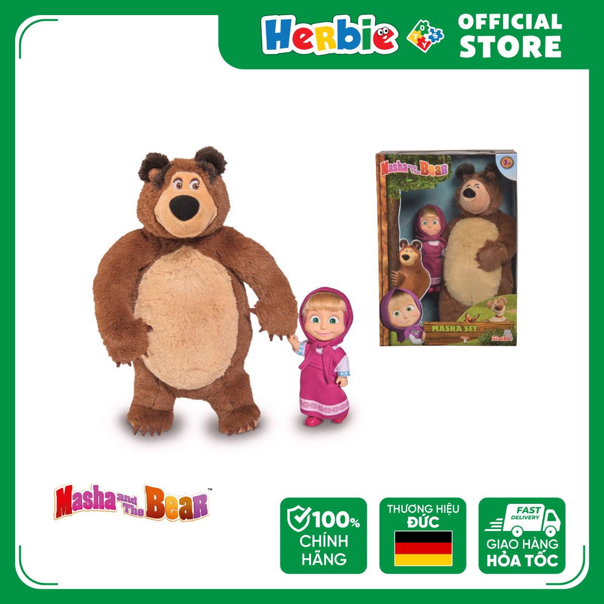 Bộ đồ chơi búp bê và gấu masha and the bear masha set 109301072 - herbie toys