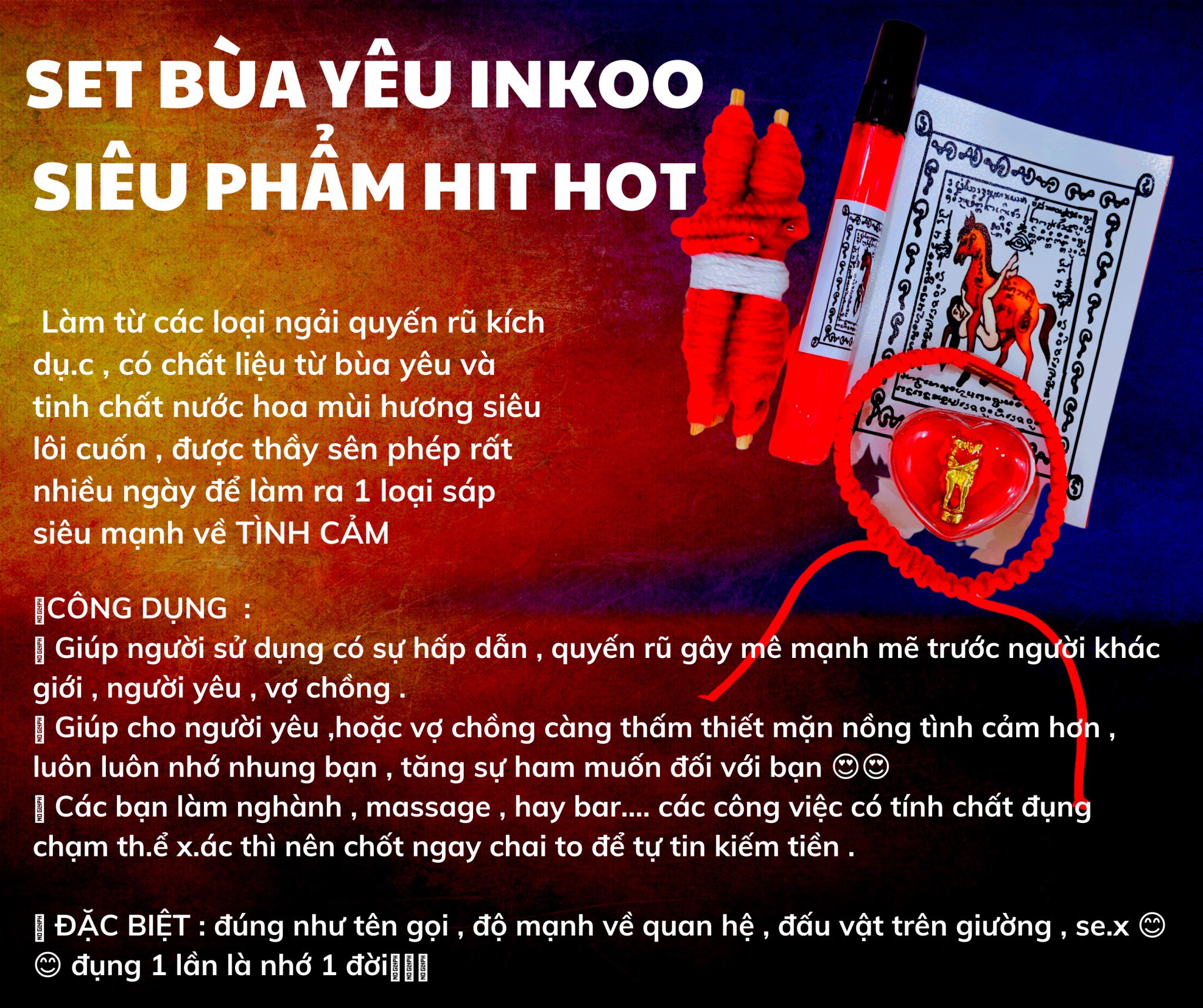 Combo 4 món inkoo cực mạnh (inkoo VIP, son sáp, nước hoa thơm, vòng tay) thái lan