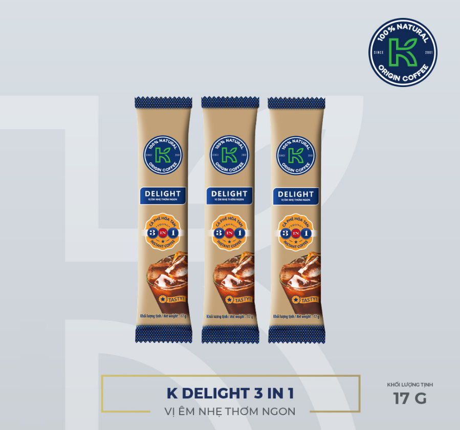 Cà Phê Hòa Tan K Coffee Delight 3in1 (255G / Hộp)