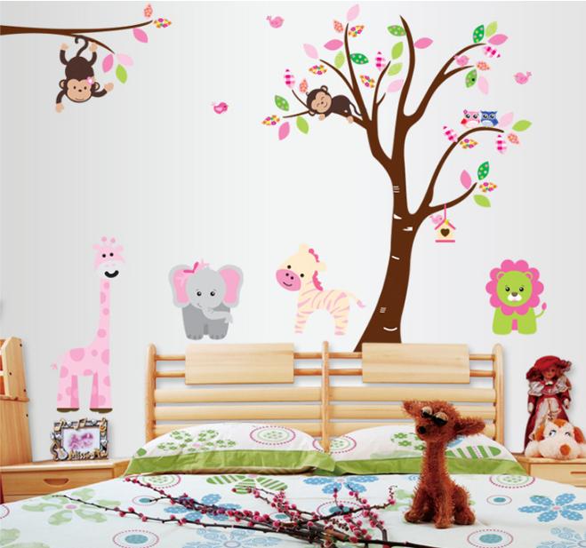 [HCM]Decal trang trí Thú và Cây hồng size lớn