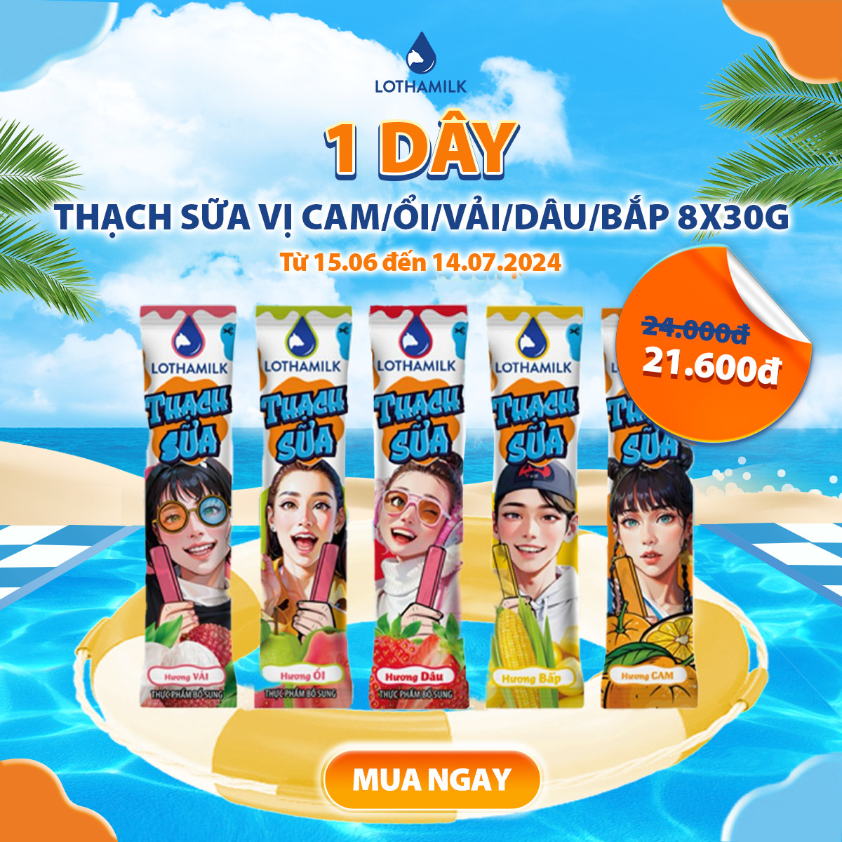 Thạch sữa Lothamilk dây 8x30g