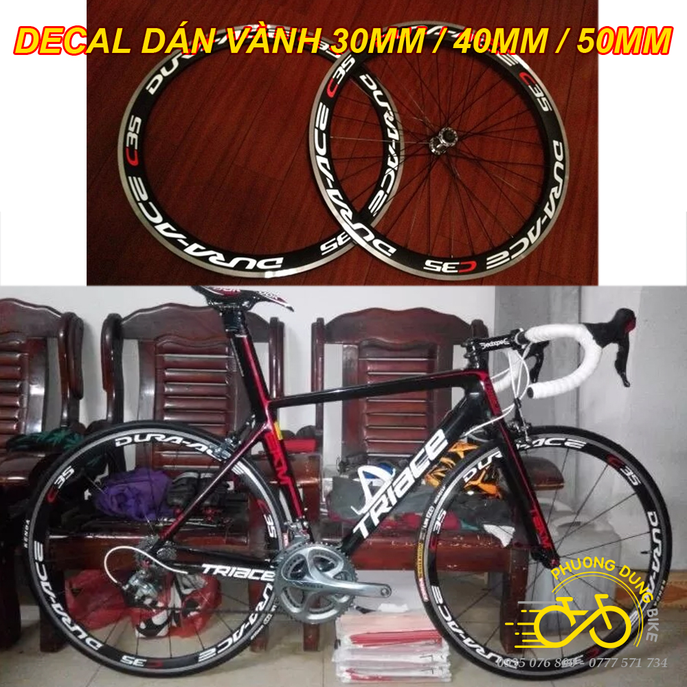Tem decal dán vành xe đạp road 700C (CAMPA, DURA, GIANT, FAST FORWARD...)