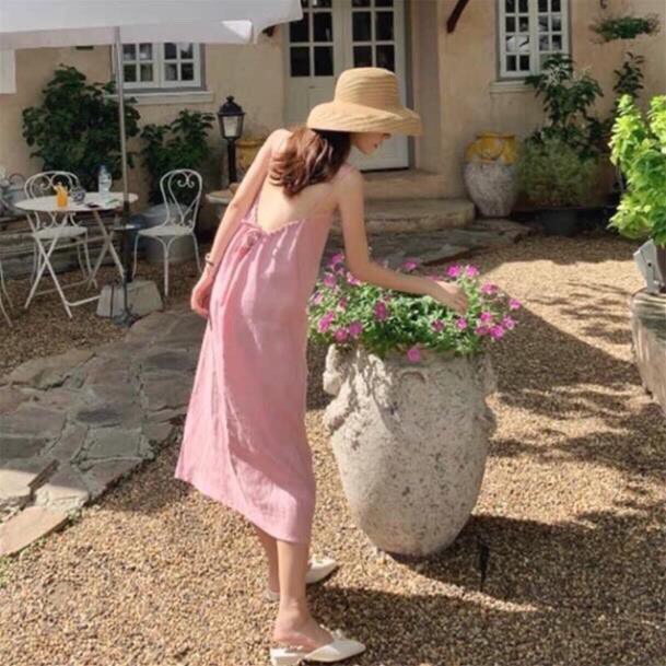 đầm maxi 2 dây khoét lưng   mẫu trend TT 21