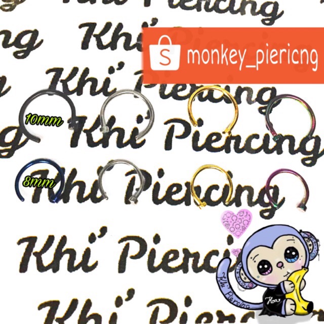 Khuyên mũi vòng dẹt 1 bên mỏng 0.8mm