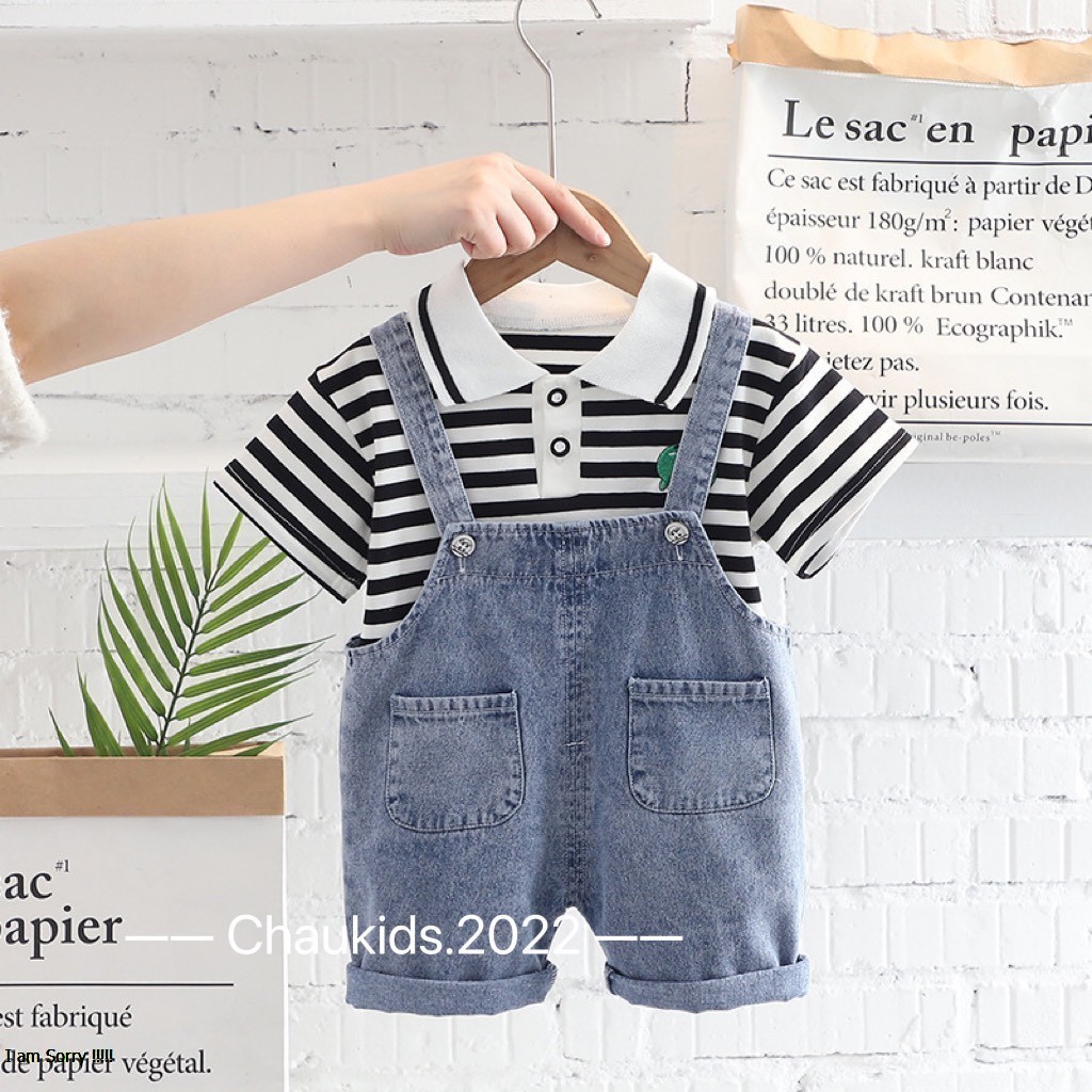 set yếm kẻ cho bé 7-17kg