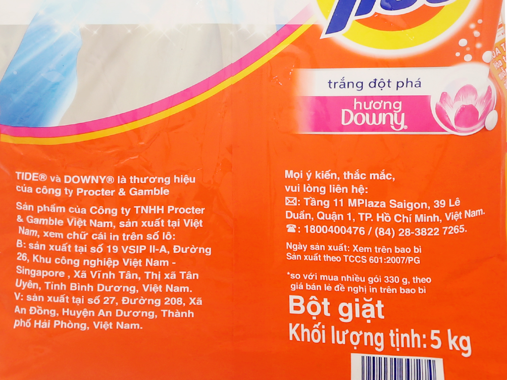 Bột giặt Tide trắng đột phá túi 5kg