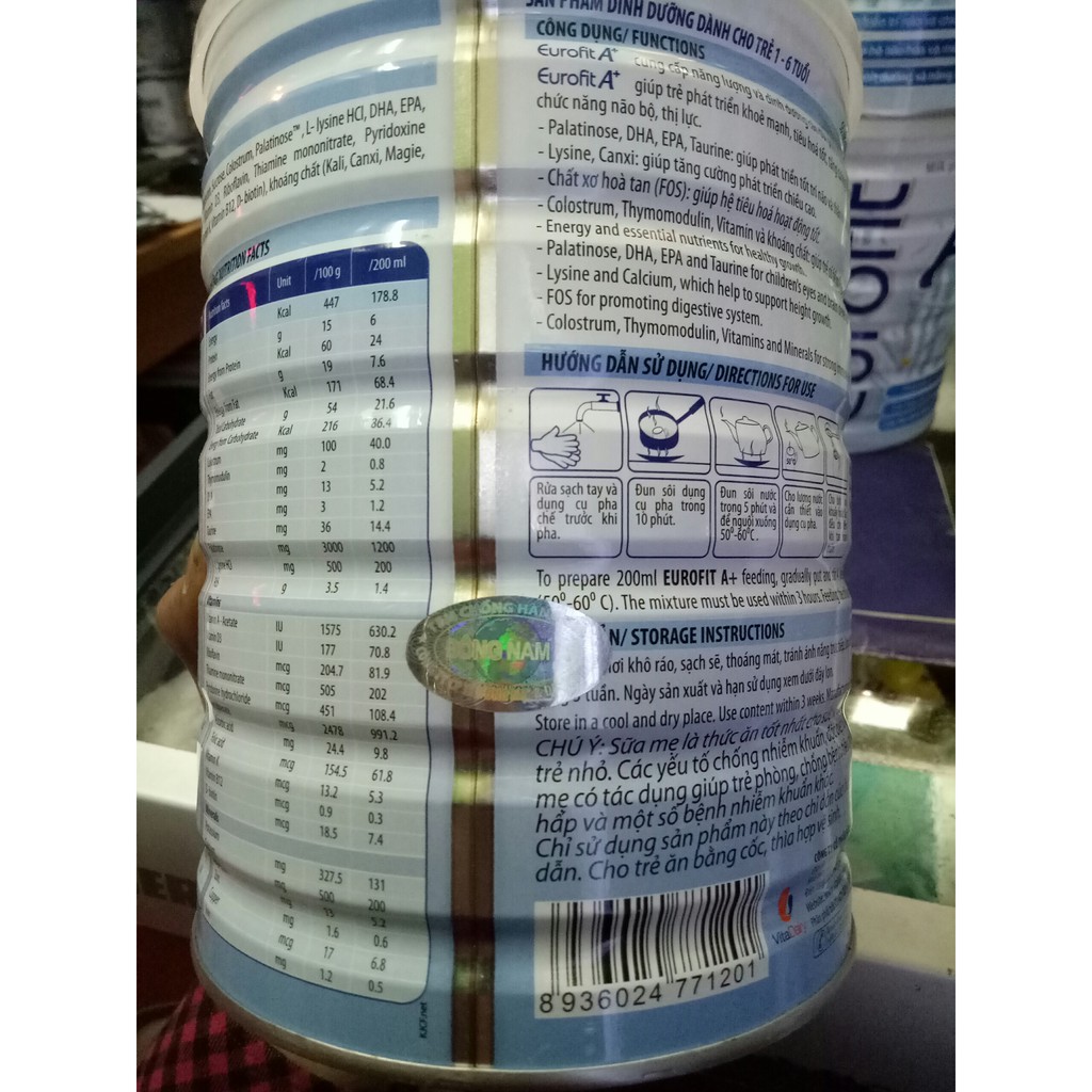 Sữa Eurofit A+ 900g (1-6 tuổi) date luôn mới