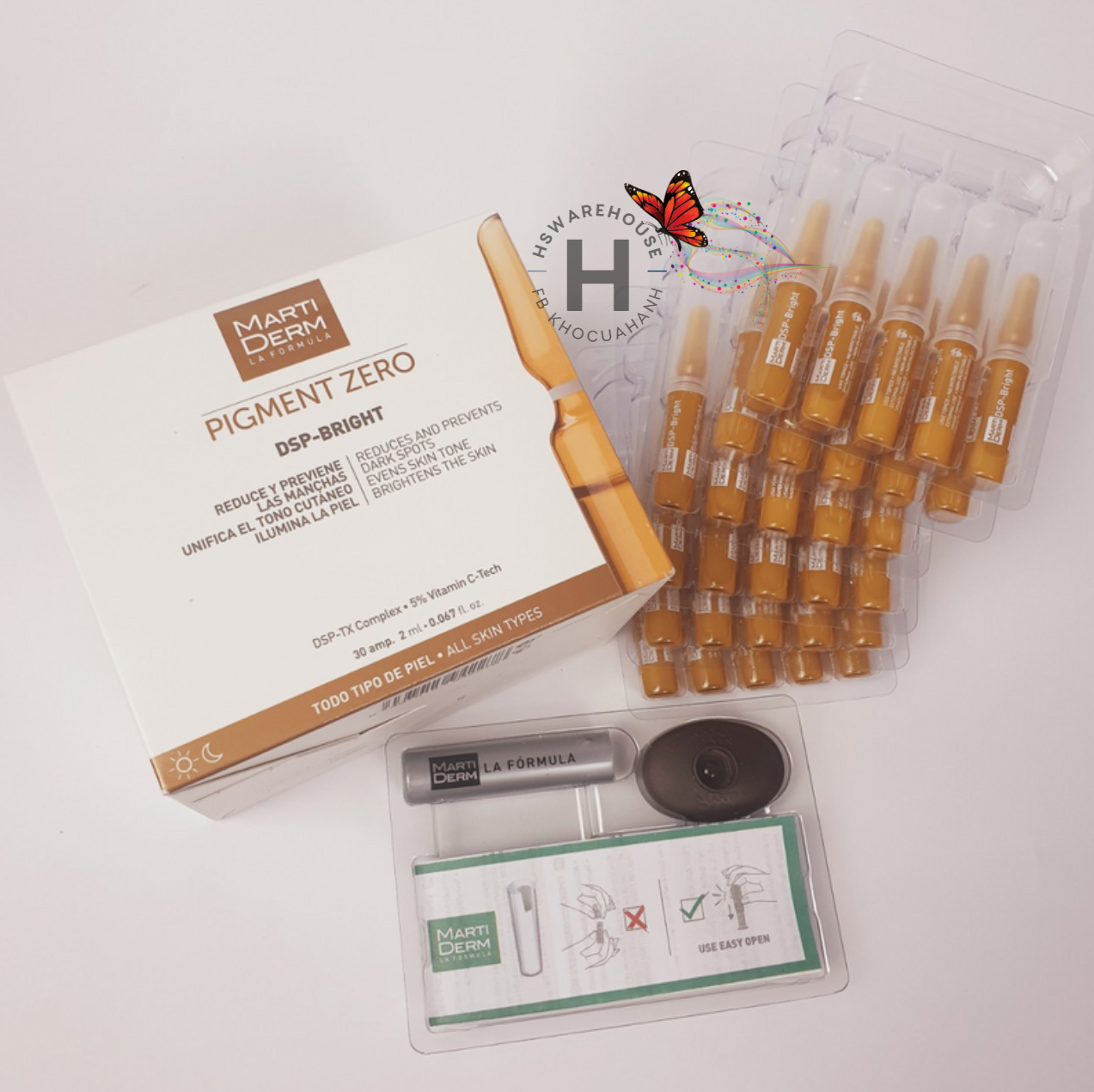 [Hàng xách tay - HSD: 05.2023] Tinh chất dưỡng sáng da Martiderm Pigment Zero DSP Bright - hộp 30 ống