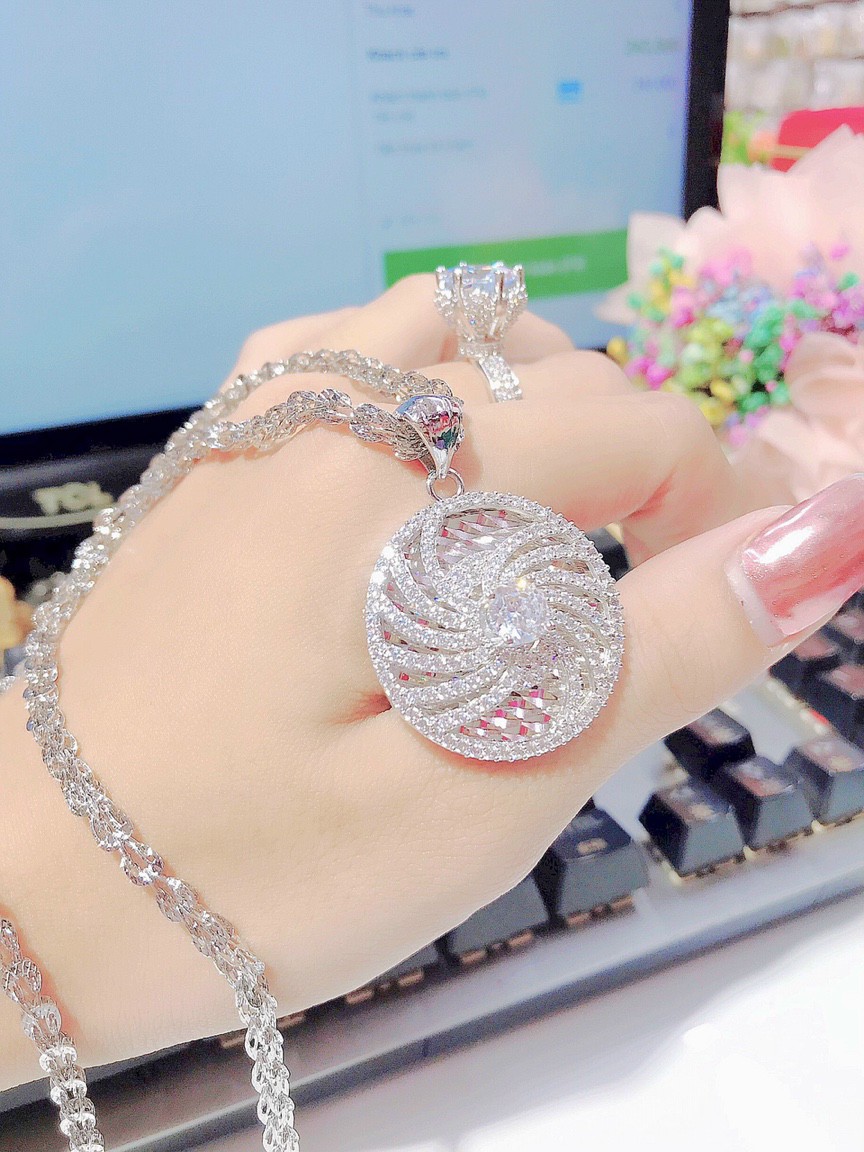 [ Cực Đẹp ] Dây Chuyền Nữ Bạch Kim Xoắn Xoắn Cực Đẹp 125R2712 ( 01 Dây + 01 Mặt ) - Mang rất sang, đẹp - Không Dị Ứng, Không Phai Màu -