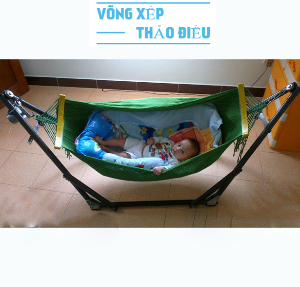 Khung võng xếp cho bé sơn tĩnh điện kèm võng lưới - Võng Xếp Thảo Điều