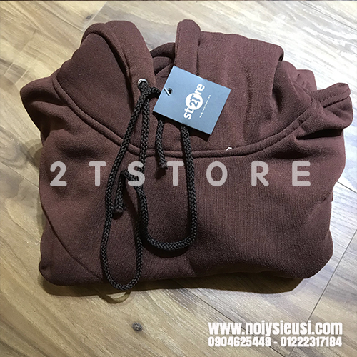[4.4 HOÀN TIỀN 15%][HCM]ÁO KHOÁC NỈ HOODIE TRƠN NÓN 2 LỚP DÀY DẶN UNISEX 2T STORE - NÂU CHOCOLATE