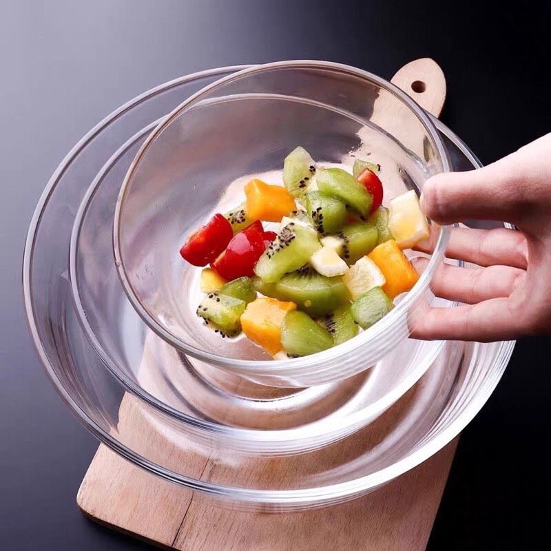 COMBO 3 TÔ CHÉN THỦY TINH TRƠN DECOR TRANG TRÍ 3 KÍCH CỠ