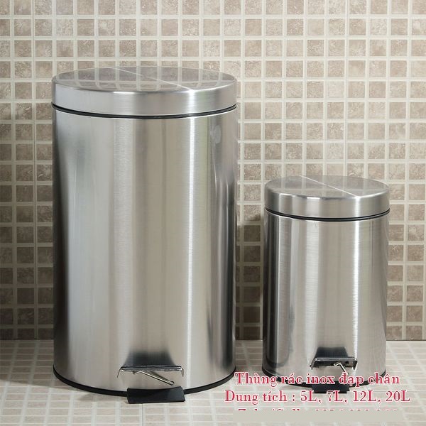 [HCM]THÙNG RÁC INOX  CHÂN ĐẠP 20 LÍT