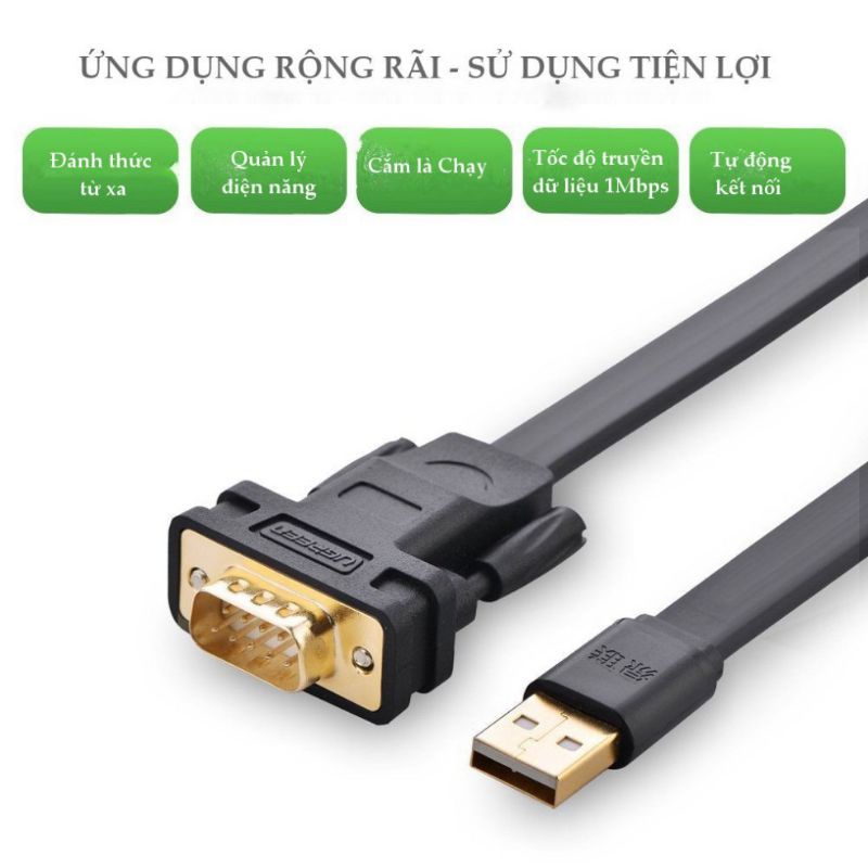 Dây chuyển đổi USB sang Com RS232 dài 2m Ugreen 20218 CV107 - Hàng