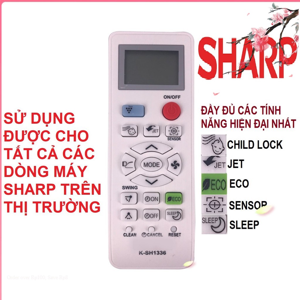 Remote máy lạnh SHARP K-SH1336 - Điều khiển điều hòa SHARP K-SH1336 [Cam kết chất lượng, BH 6 tháng]