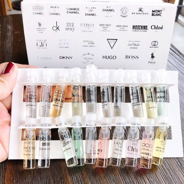 Set 20 chai nước hoa edp chiết mini đủ mùi tiện dụng cho phái nam và nữ hương thơm sang chảnh quyến rũ - bộ test nước hoa mini 20 mùi hàng chuẩn pháp giữ mùi suốt 24h