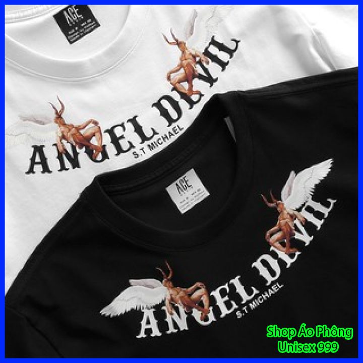 Áo Thun ANGEL DEVIL UNISEX Nam Nữ Cotton Co Giãn 4 Chiều