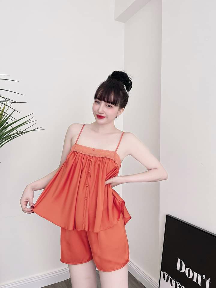 Đồ ngủ nữ sexy 2 dây dễ thương lụa satin cao cấp mặc thoáng mát