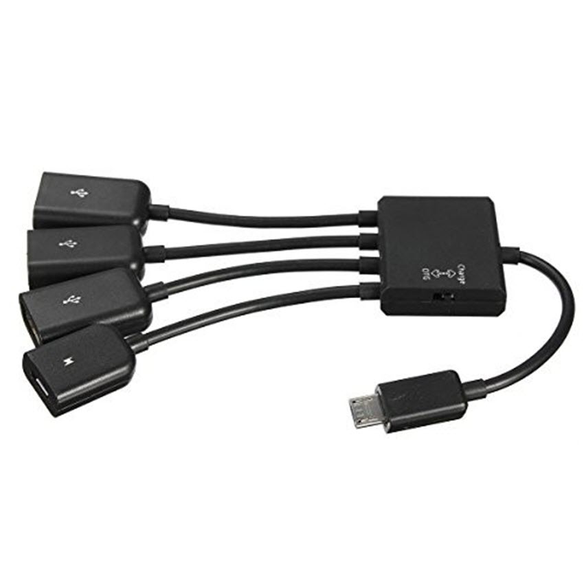 Cáp OTG ra 3 cổng USB hỗ trợ sạc nguồn cho Smartphone Android