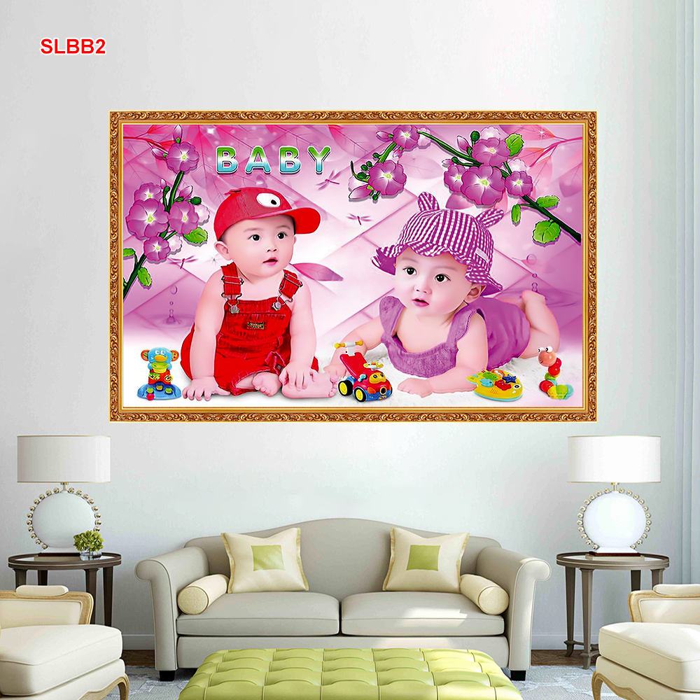TRANH DÁN TƯỜNG 3D EM BÉ BABY -SLBB2- CÓ IN THEO YÊU CẦU -TRANH TRANG TRÍ PHÒNG NGỦ