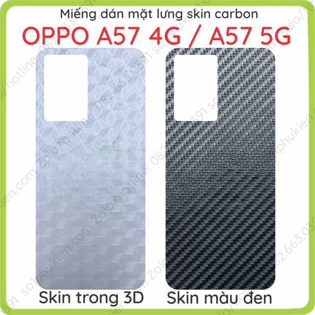 Miếng dán mặt lưng skin carbon oppo a57 2022 / a77 / a77s