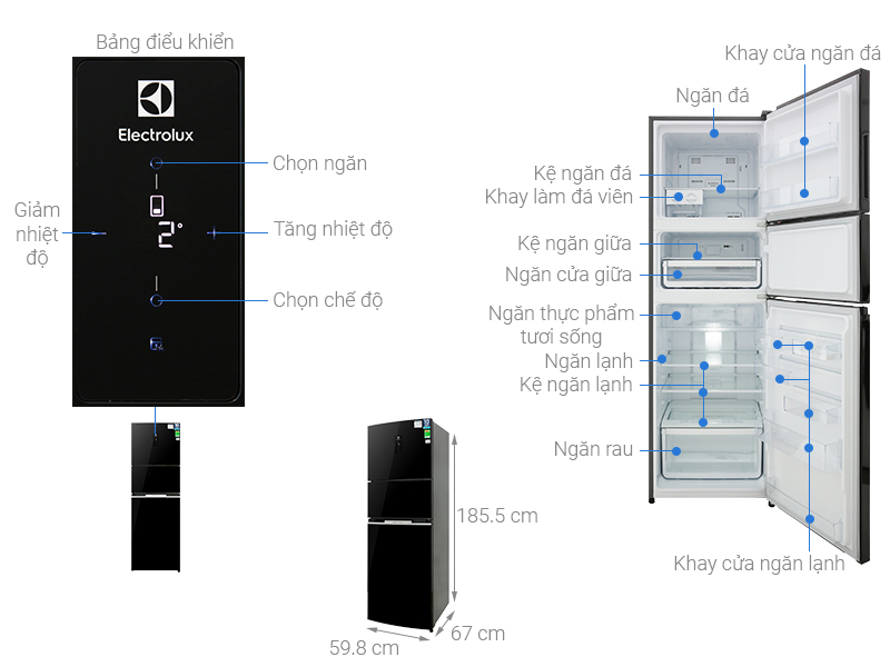 [TRẢ GÓP 0%] Tủ lạnh inverter Electrolux EME3700H-H 337 Lít (Giá áp dụng giao tại HN, HCM& các tỉnh liên hệ shop)