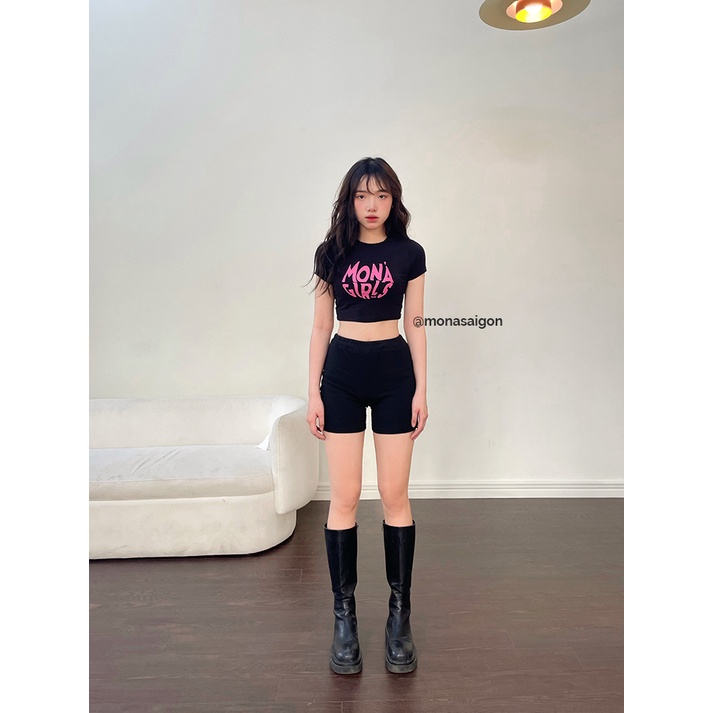 Quần short đen thun gân MONÁ - ELA