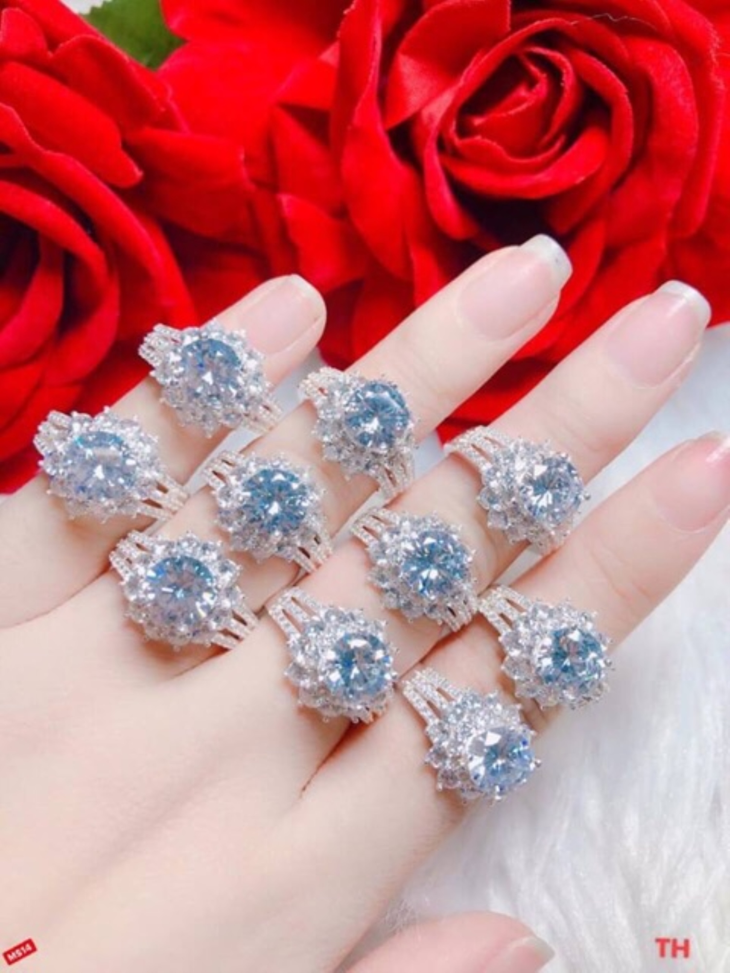 ✑◈♝ [Mã 153FASHIONSALE1 giảm 10K đơn 50K]💥💥NHẪN HOA ĐÁ BẠC TA NGUYÊN CHẤT