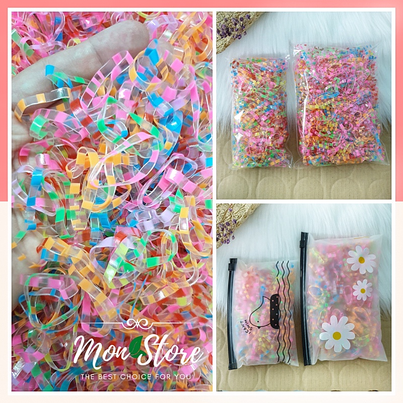 [Loại tốt, size to] Thun cột tóc MÀU ĐỨT KHÚC mix màu xinh xắn