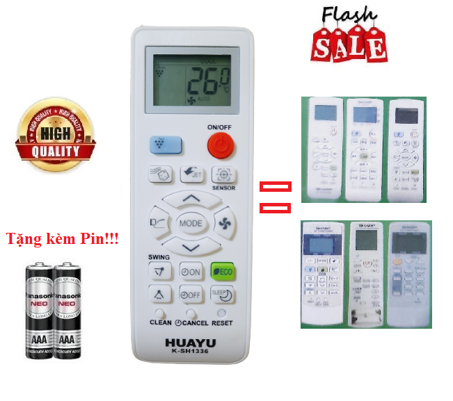 Remote Điều khiển điều hòa Sharp đa năng tất cả các dòng Sharp 1&2 chiều Inverter - Hàng mới 100% Tặng kèm Pin