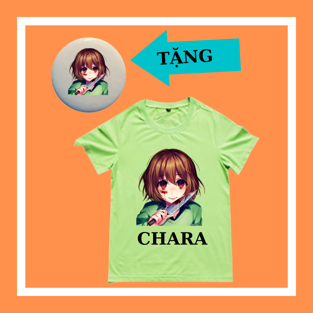 Áo thun cho bé gái mẫu áo Chara xịn xò thun cotton 4 chiều, kèm huy hiệu Chara