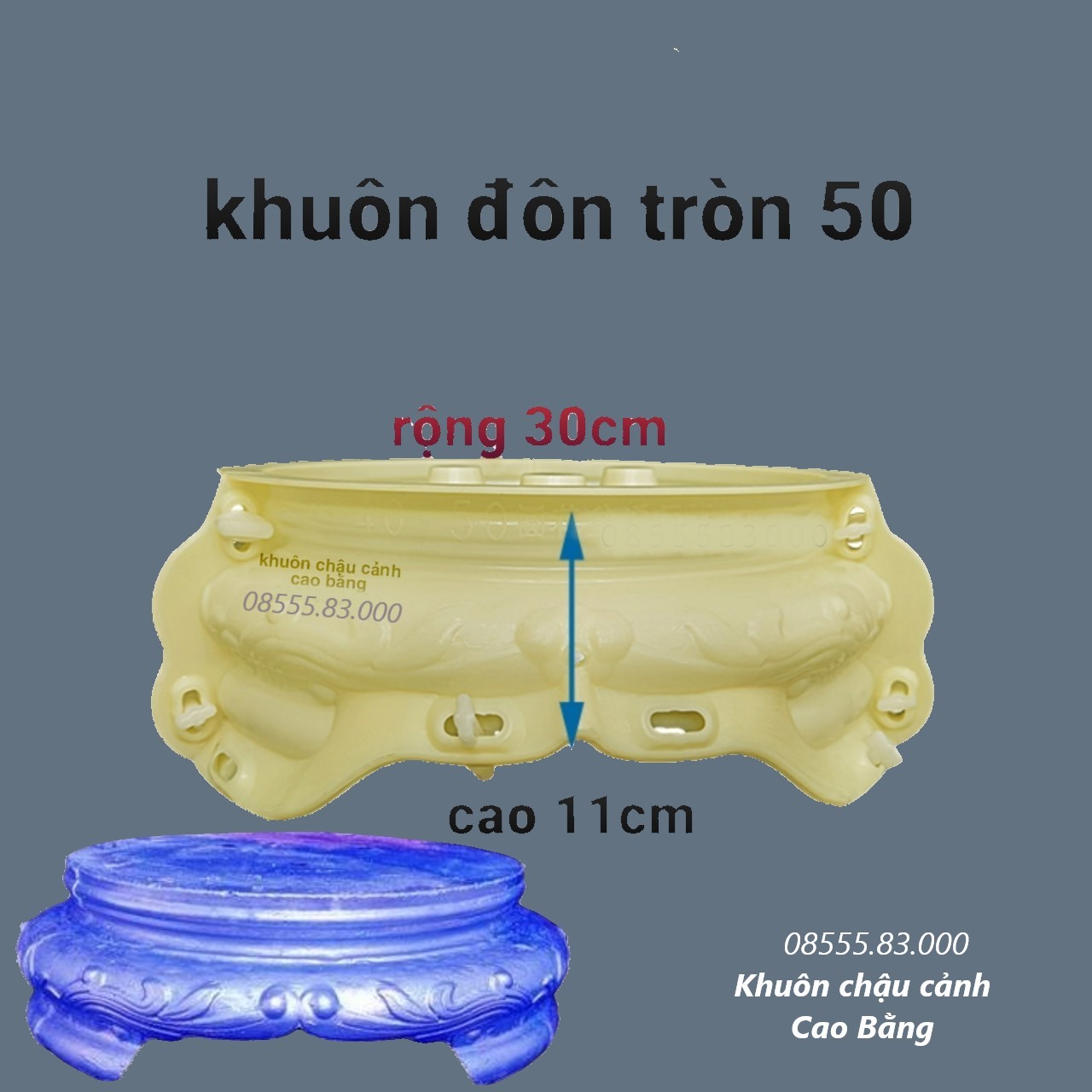 Khuôn đúc chậu cảnh tròn 50 và chân đôn ̣(khôn chậu ABS có lòng trong đầy đủ)