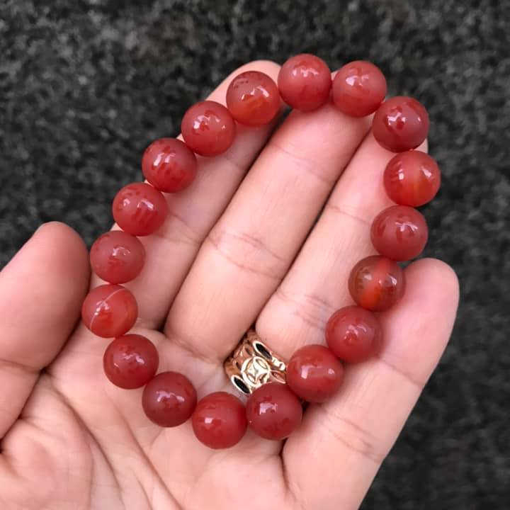 [HCM]VÒNG TAY MÃ NÃO ĐỎ MỜ KHẮC CHÚ ĐẠI BI SIZE HẠT 10LY