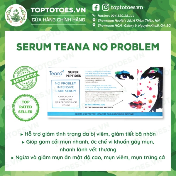 Serum Teana Super Peptides No Problem Intensive Care giảm sưng, đẩy & gom cồi mụn, giảm tiết dầu
