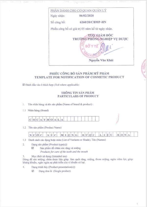 Nước súc miệng dược liệu Rona - cỏ cây hoa lá
