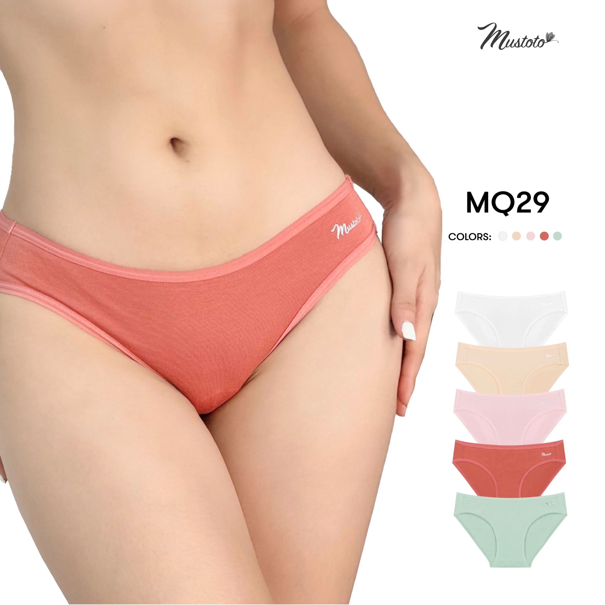 Combo 5 Quần Lót Nữ 100% Cotton Lưng Thấp Thấm Hút (Mustoto MQ29)