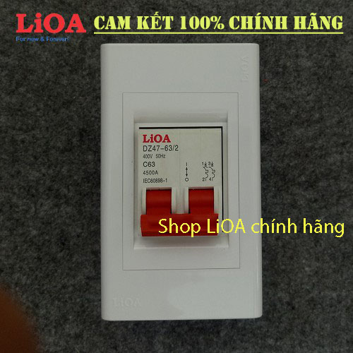 Combo cầu dao tự động (APTOMAT) LiOA  loại 2 cực - Lắp âm tường
