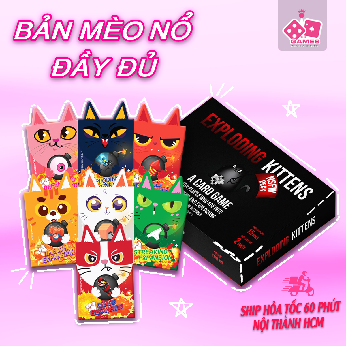 COMBO Mèo Nổ Full 8 Bản mở rộng Exploding kittens VIỆT HÓA CAO CẤP