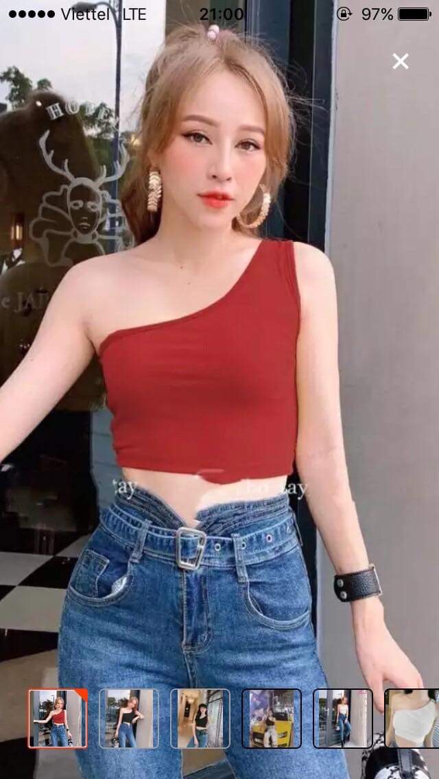 [HCM]Áo thun sát nách một bên vai crop top 40k